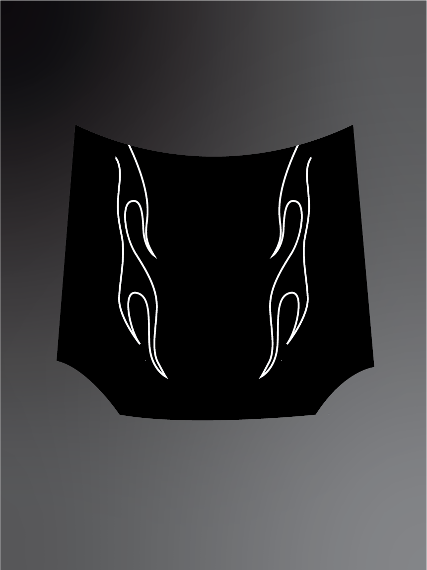 Flames style bonnet stickers